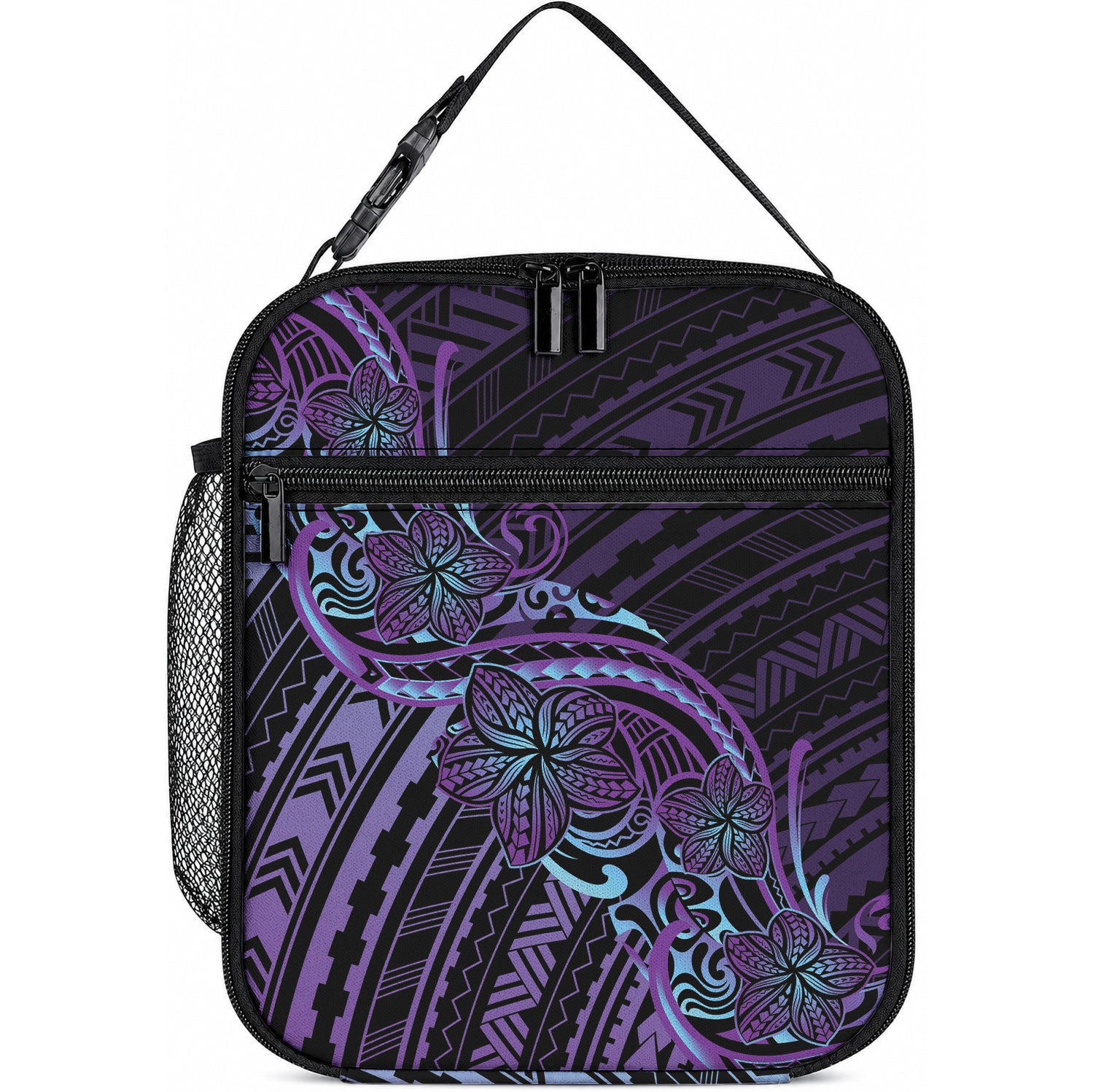 Teal Purple Polynesia Plumeria Tattoo Lunch Bag