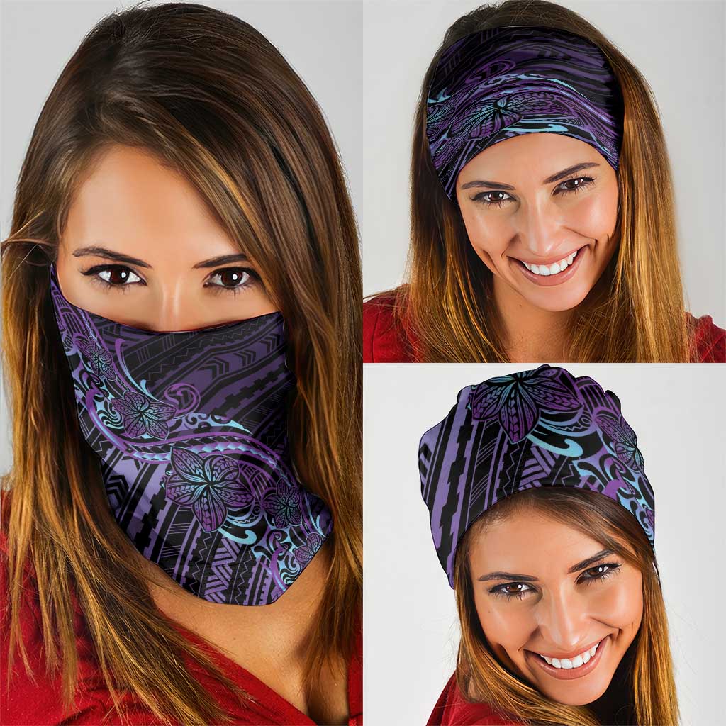Teal Purple Polynesia Plumeria Tattoo Neck Gaiter LT14 - Polynesian Pride