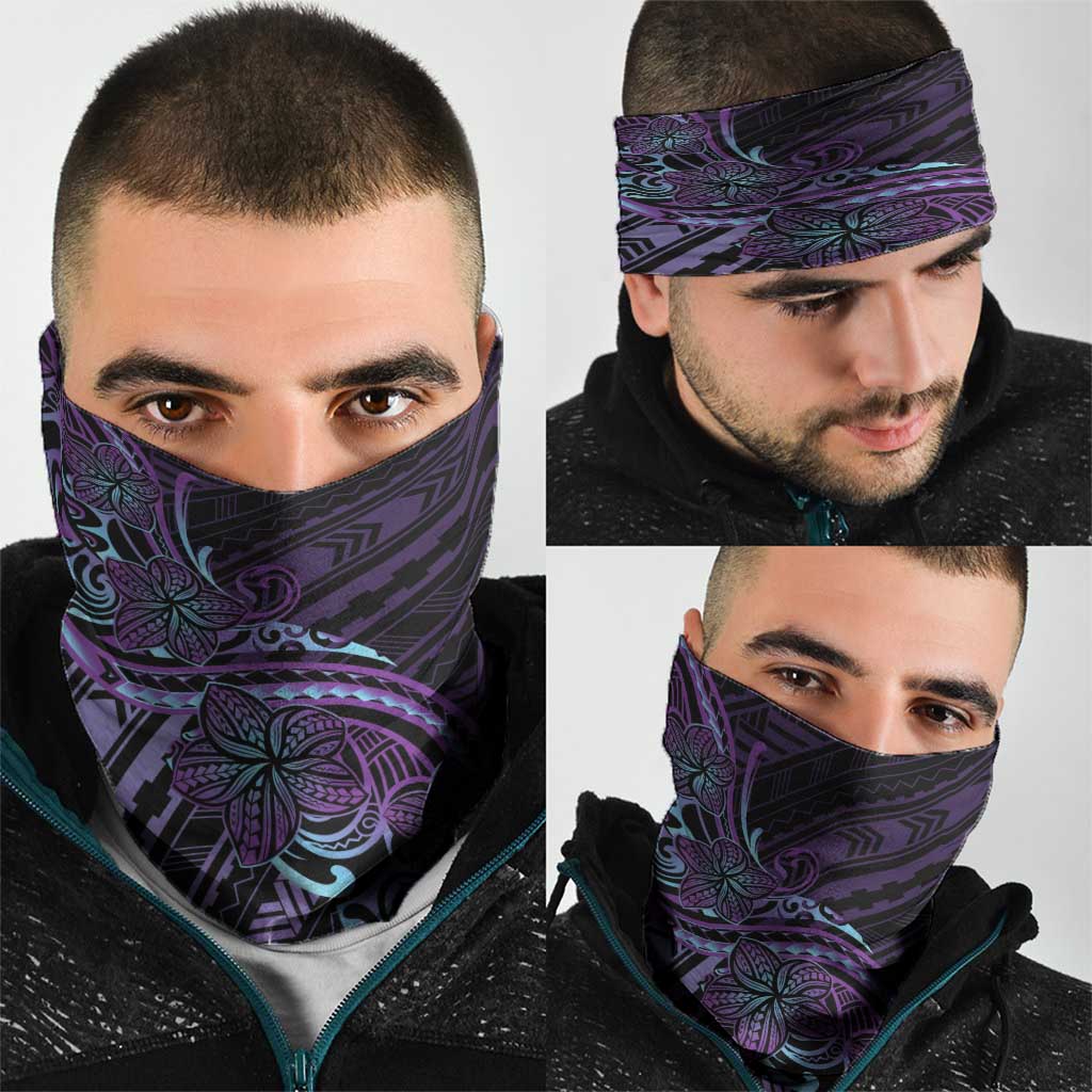 Teal Purple Polynesia Plumeria Tattoo Neck Gaiter LT14 - Polynesian Pride