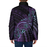 Teal Purple Polynesia Plumeria Tattoo Padded Jacket LT14 - Polynesian Pride