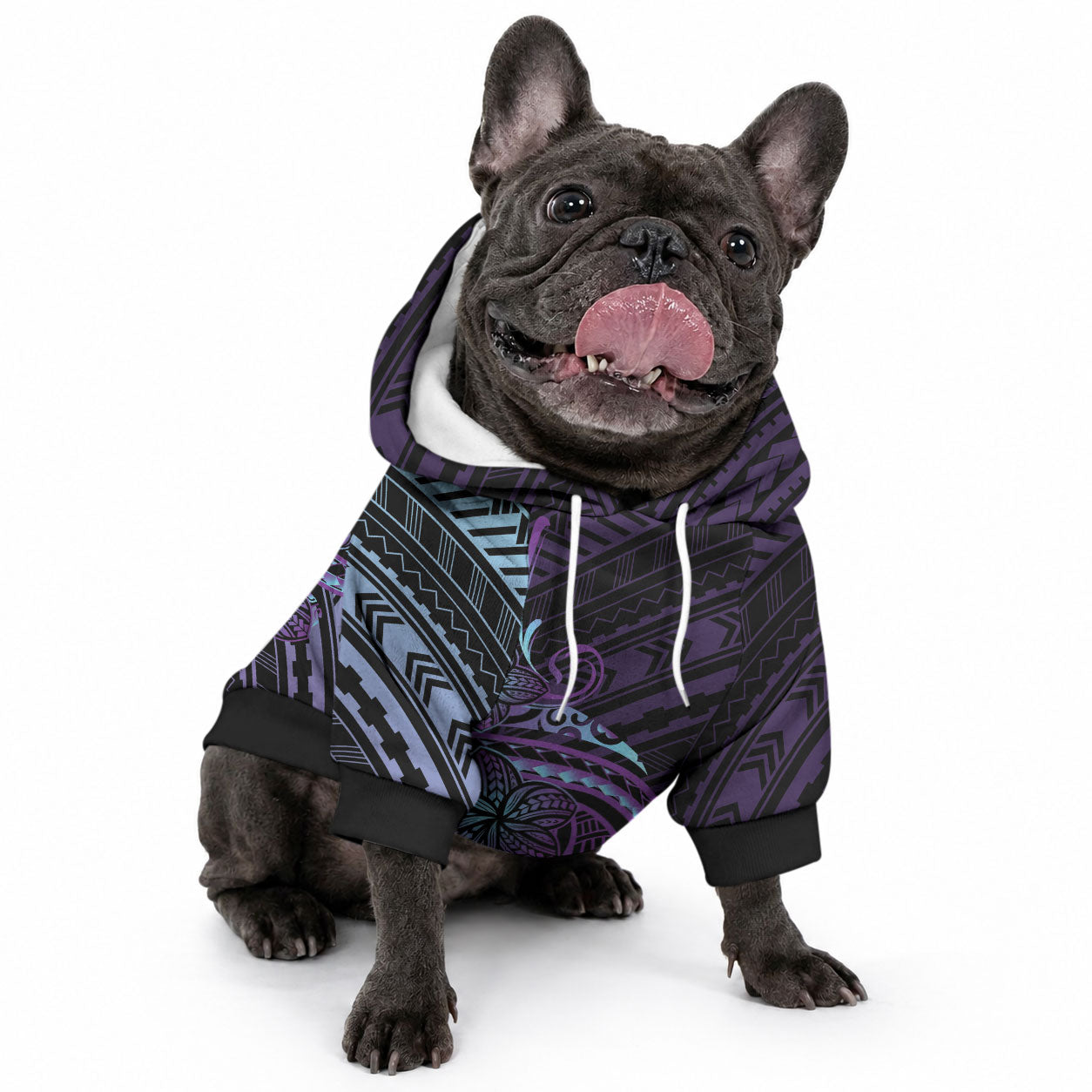 Teal Purple Polynesia Plumeria Tattoo Pet Hoodie LT14 - Polynesian Pride
