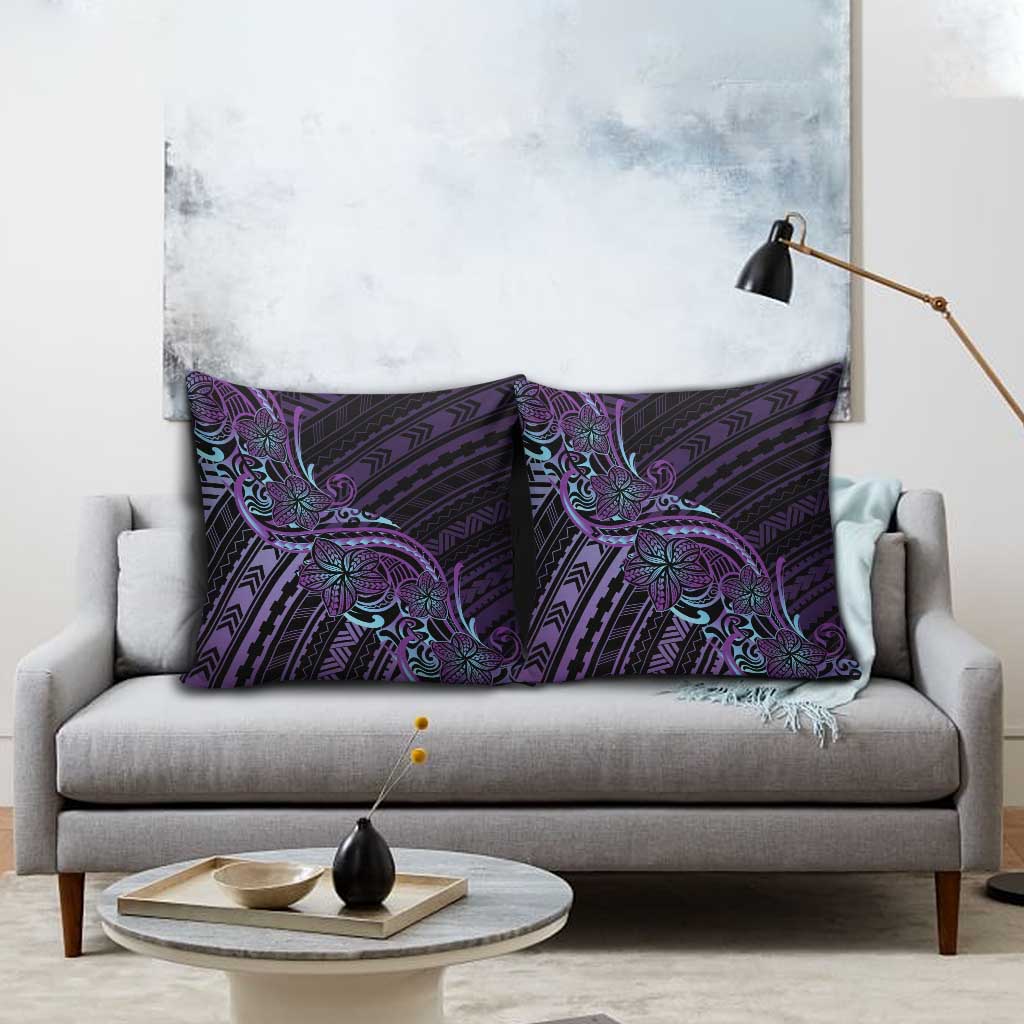 Teal Purple Polynesia Plumeria Tattoo Pillow Cover LT14 - Polynesian Pride