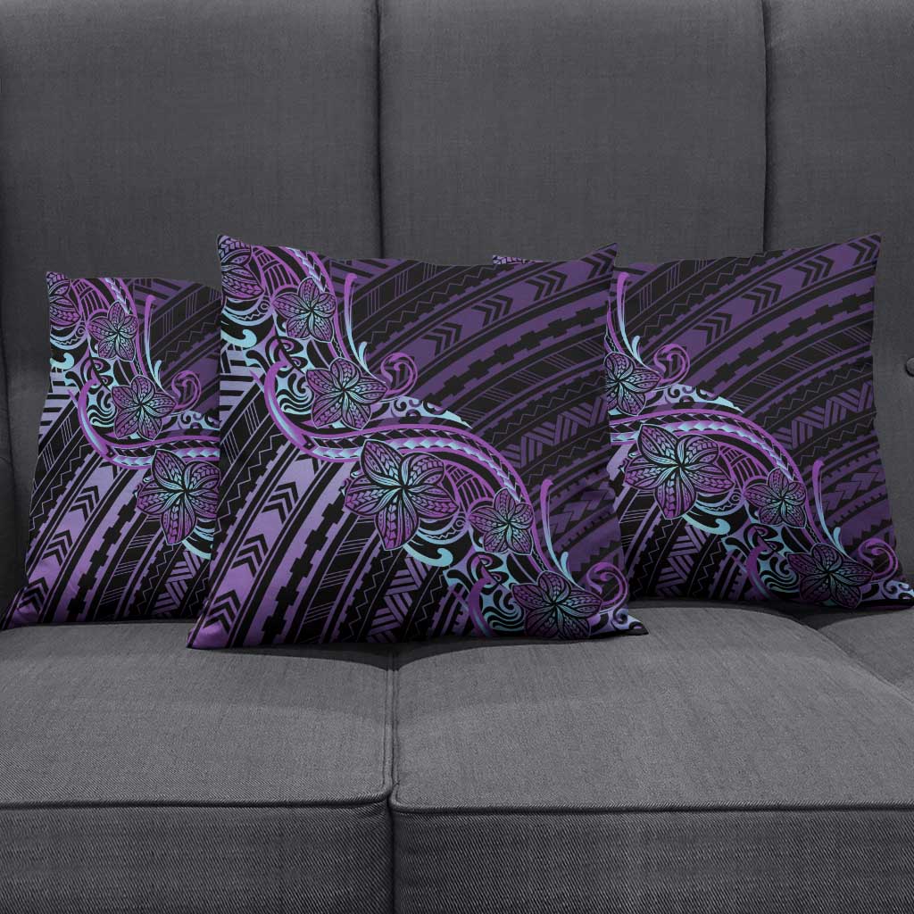 Teal Purple Polynesia Plumeria Tattoo Pillow Cover LT14 - Polynesian Pride