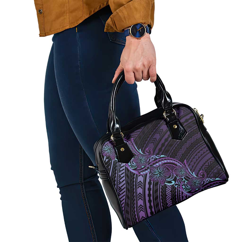 Teal Purple Polynesia Plumeria Tattoo Shoulder Handbag LT14 - Polynesian Pride