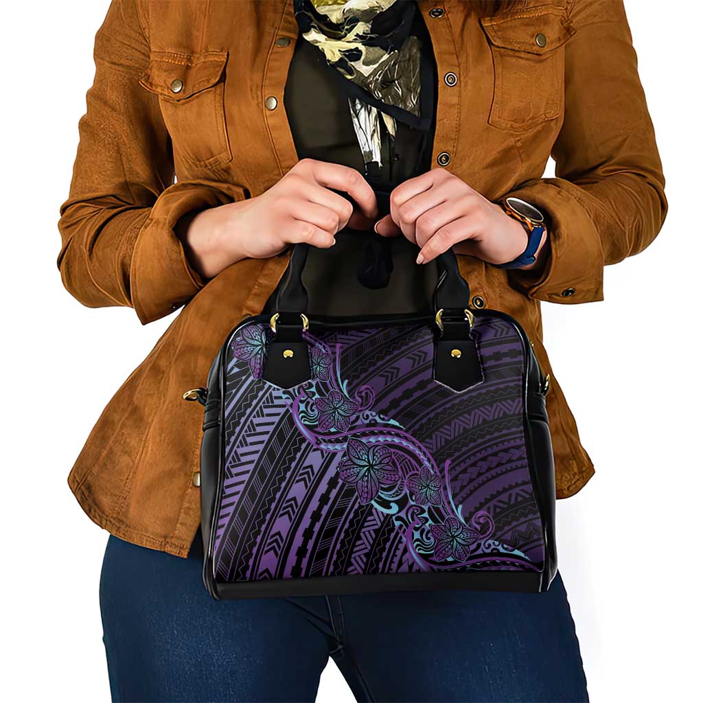 Teal Purple Polynesia Plumeria Tattoo Shoulder Handbag LT14 - Polynesian Pride