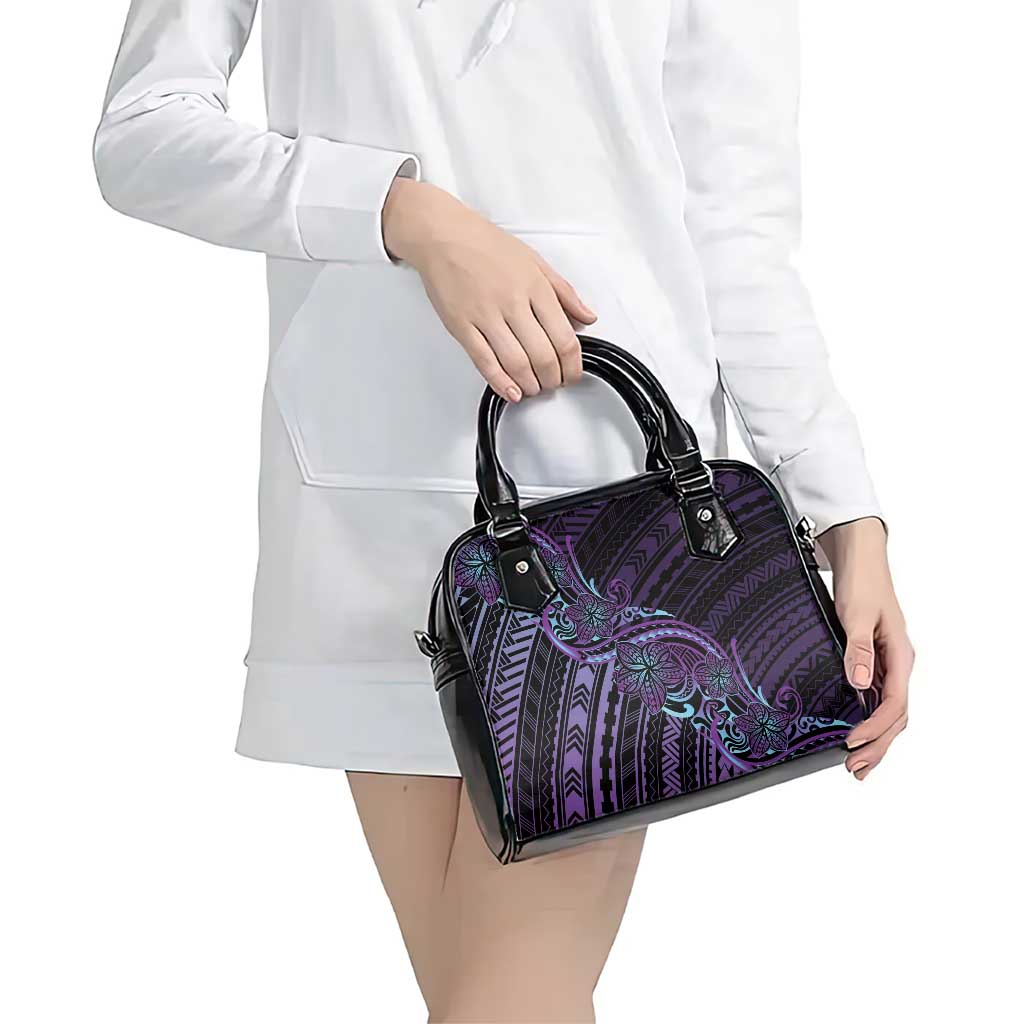 Teal Purple Polynesia Plumeria Tattoo Shoulder Handbag LT14 - Polynesian Pride