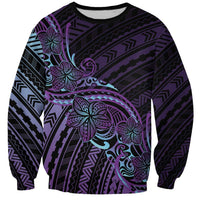 Teal Purple Polynesia Plumeria Tattoo Sweatshirt LT14 Unisex Purple - Polynesian Pride