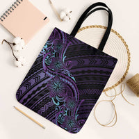 Teal Purple Polynesia Plumeria Tattoo Tote Bag LT14 Black Strap One Size Purple - Polynesian Pride
