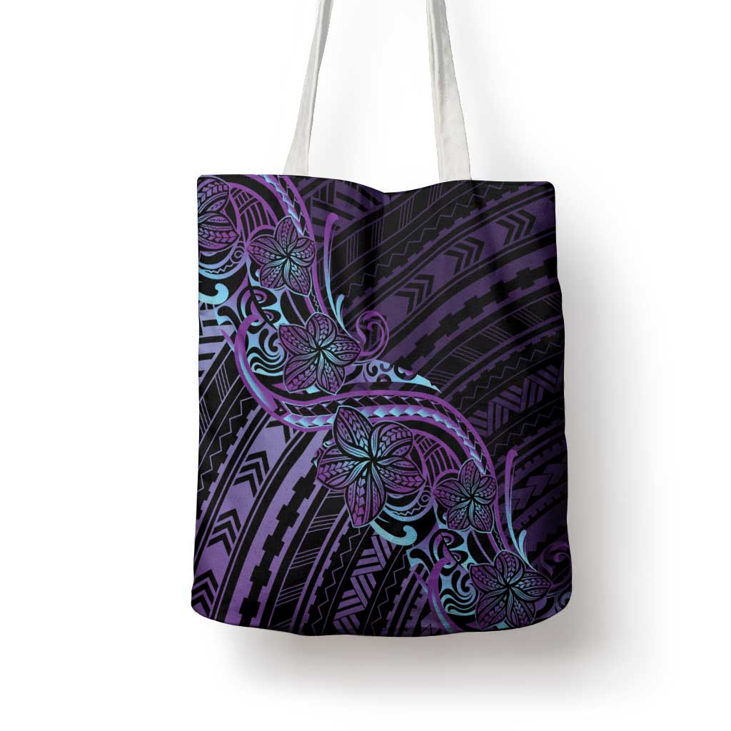 Teal Purple Polynesia Plumeria Tattoo Tote Bag LT14 - Polynesian Pride
