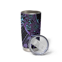Teal Purple Polynesia Plumeria Tattoo Tumbler Cup LT14 - Polynesian Pride