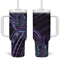 Teal Purple Polynesia Plumeria Tattoo Tumbler With Handle LT14 One Size: 40 oz Purple - Polynesian Pride