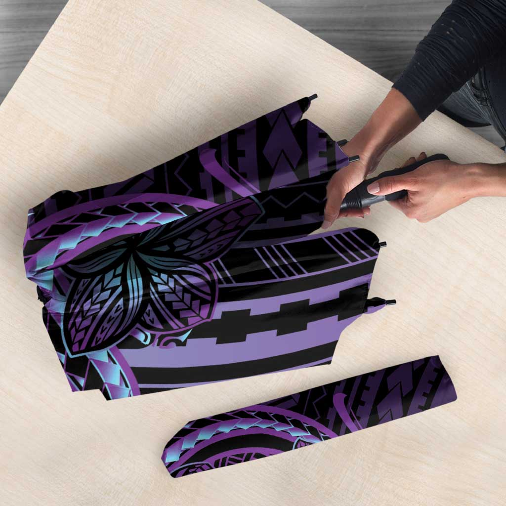 Teal Purple Polynesia Plumeria Tattoo Umbrella LT14 - Polynesian Pride