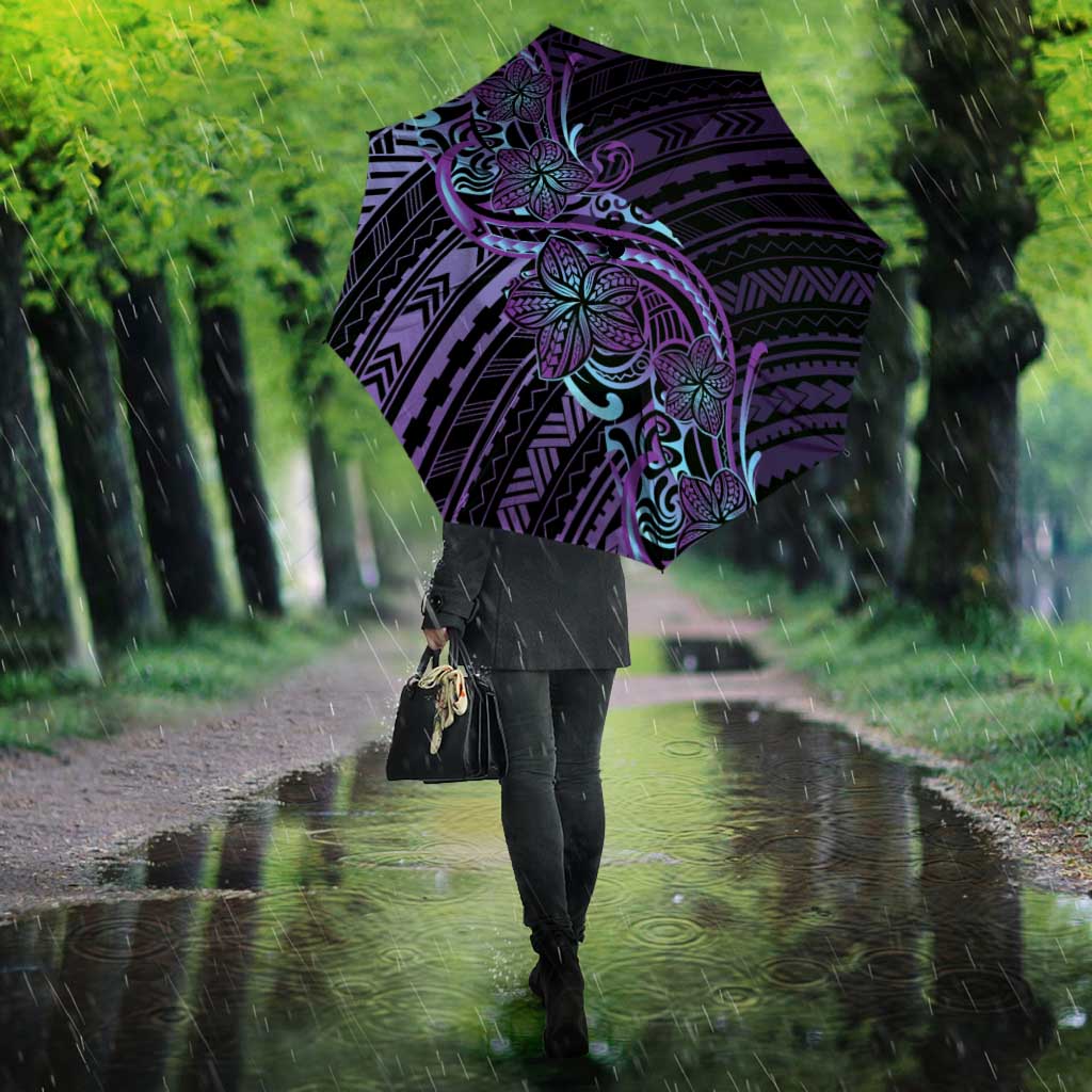 Teal Purple Polynesia Plumeria Tattoo Umbrella LT14 - Polynesian Pride