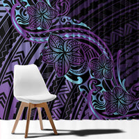Teal Purple Polynesia Plumeria Tattoo Window Curtain LT14 - Polynesian Pride