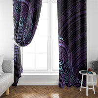 Teal Purple Polynesia Plumeria Tattoo Window Curtain LT14 - Polynesian Pride