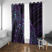 Teal Purple Polynesia Plumeria Tattoo Window Curtain LT14 With Grommets Purple - Polynesian Pride