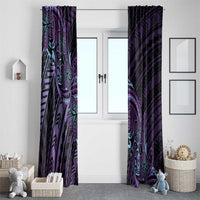 Teal Purple Polynesia Plumeria Tattoo Window Curtain LT14 - Polynesian Pride