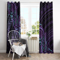 Teal Purple Polynesia Plumeria Tattoo Window Curtain LT14 - Polynesian Pride