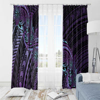 Teal Purple Polynesia Plumeria Tattoo Window Curtain LT14 - Polynesian Pride
