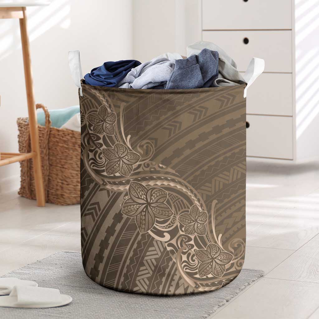 Brown Polynesia Plumeria Tattoo Laundry Basket LT14 Brown - Polynesian Pride