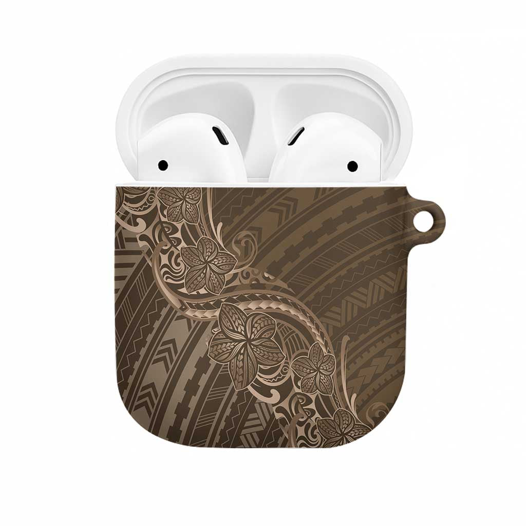 Brown Polynesia Plumeria Tattoo AirPods Case LT14 Brown - Polynesian Pride