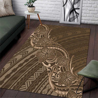 Brown Polynesia Plumeria Tattoo Area Rug LT14 Brown - Polynesian Pride