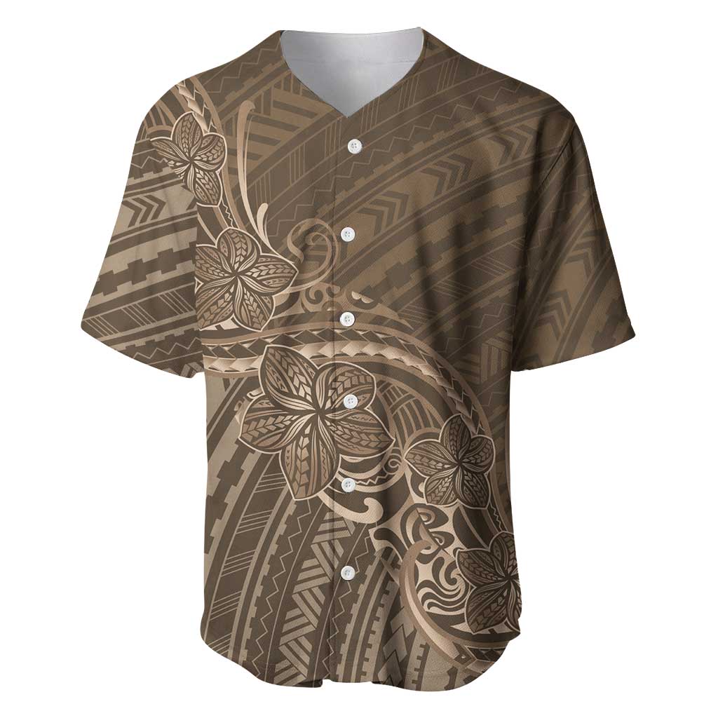 Brown Polynesia Plumeria Tattoo Baseball Jersey LT14 Brown - Polynesian Pride