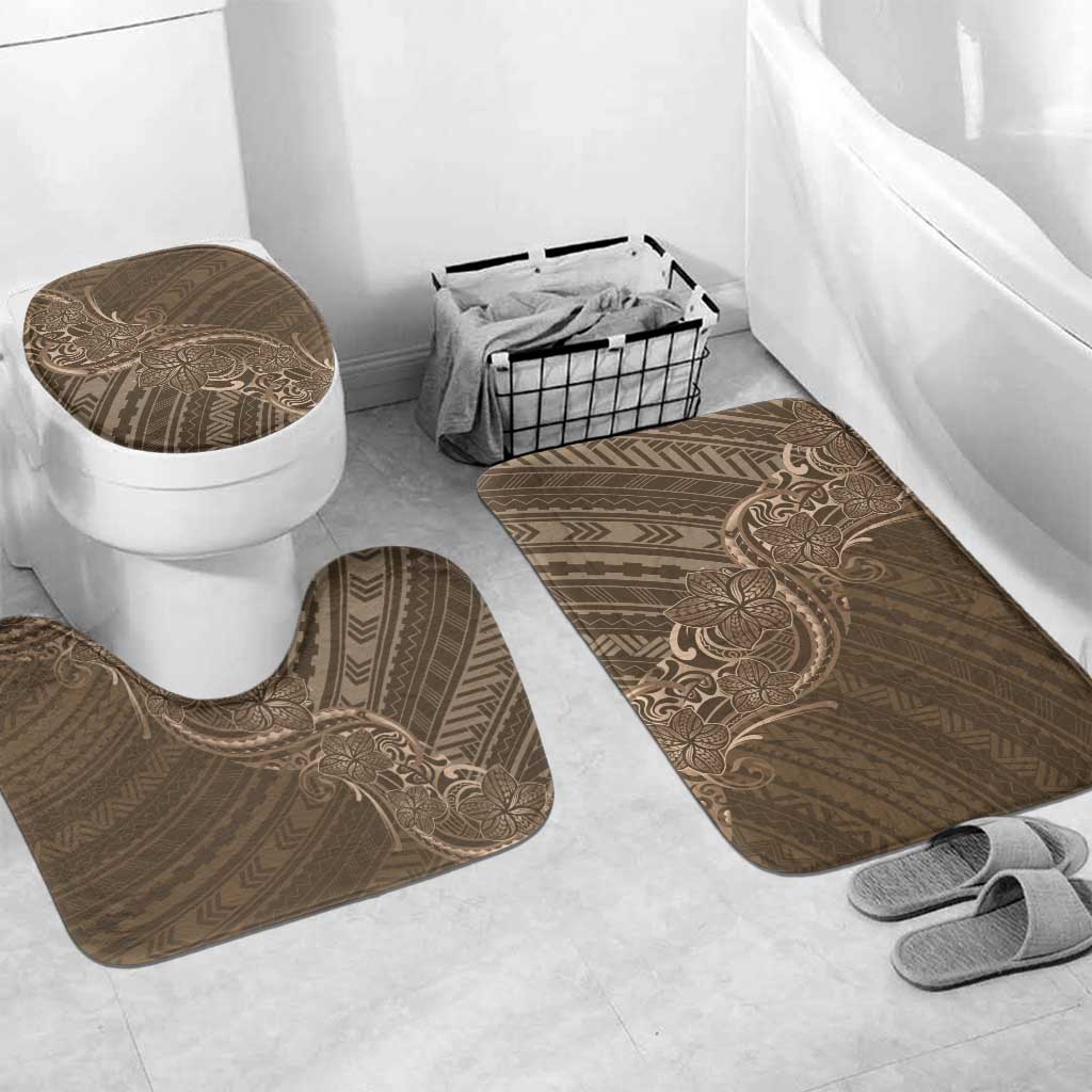 Brown Polynesia Plumeria Tattoo Bathroom Set LT14 Mat Set Only (3 pcs) One Size Brown - Polynesian Pride