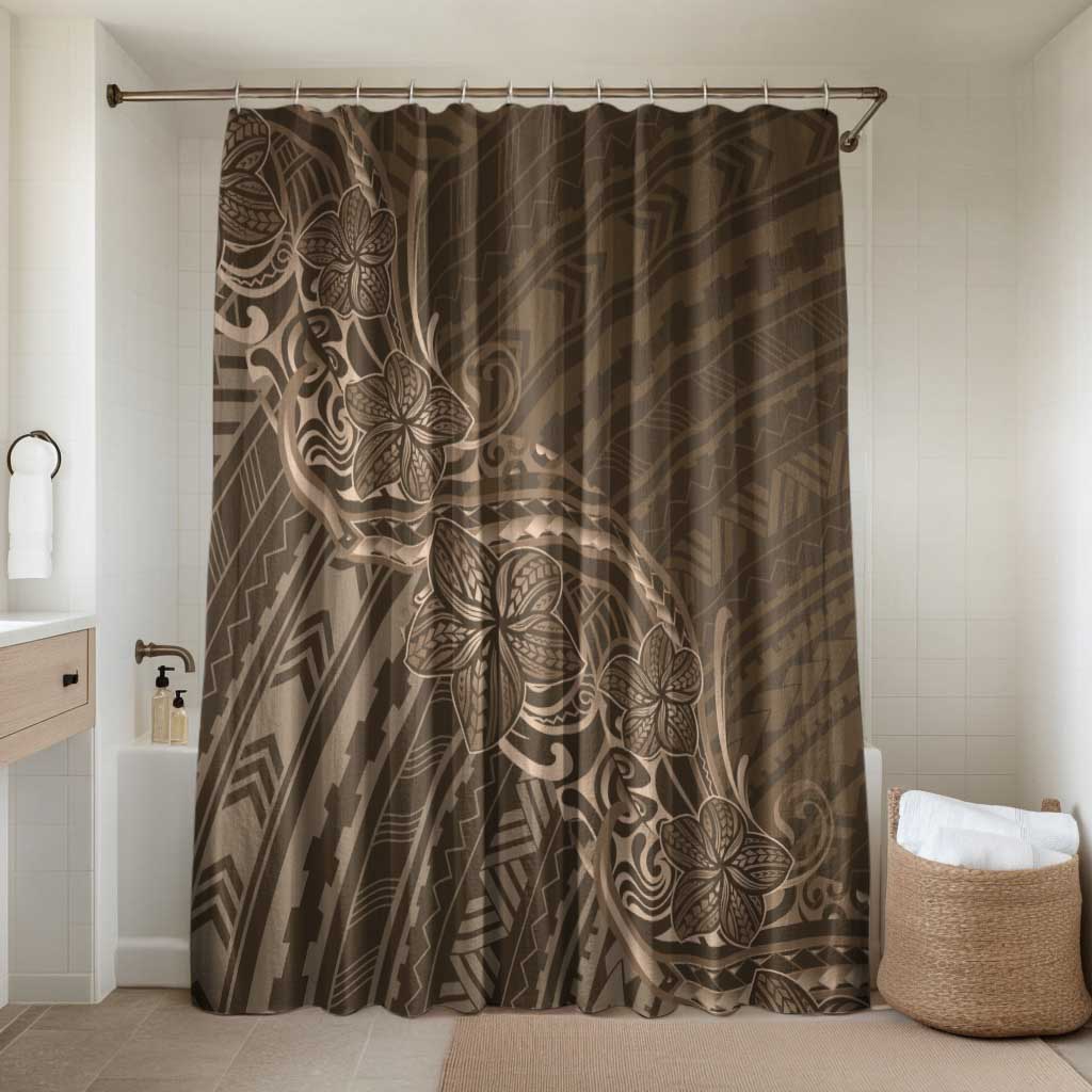 Brown Polynesia Plumeria Tattoo Bathroom Set LT14 Shower Curtain Only Brown - Polynesian Pride