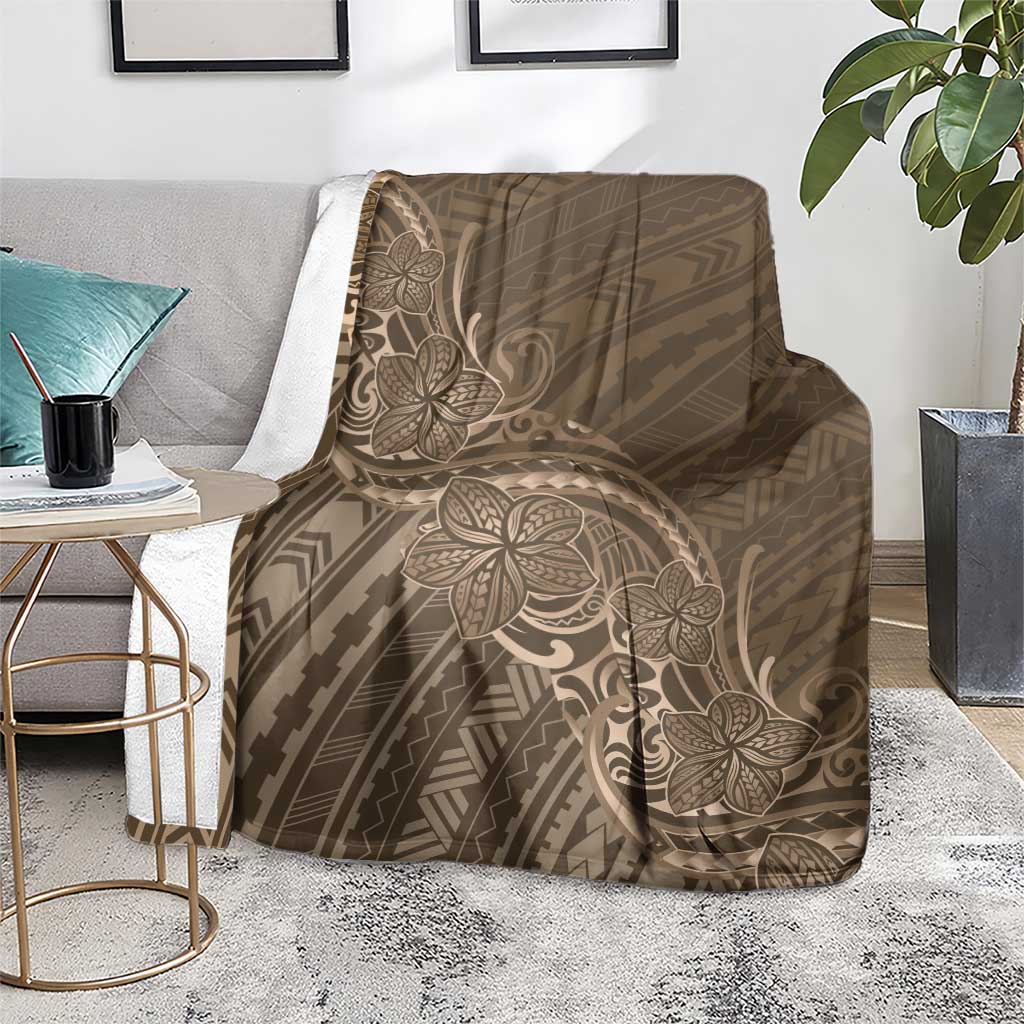 Brown Polynesia Plumeria Tattoo Blanket LT14 - Polynesian Pride