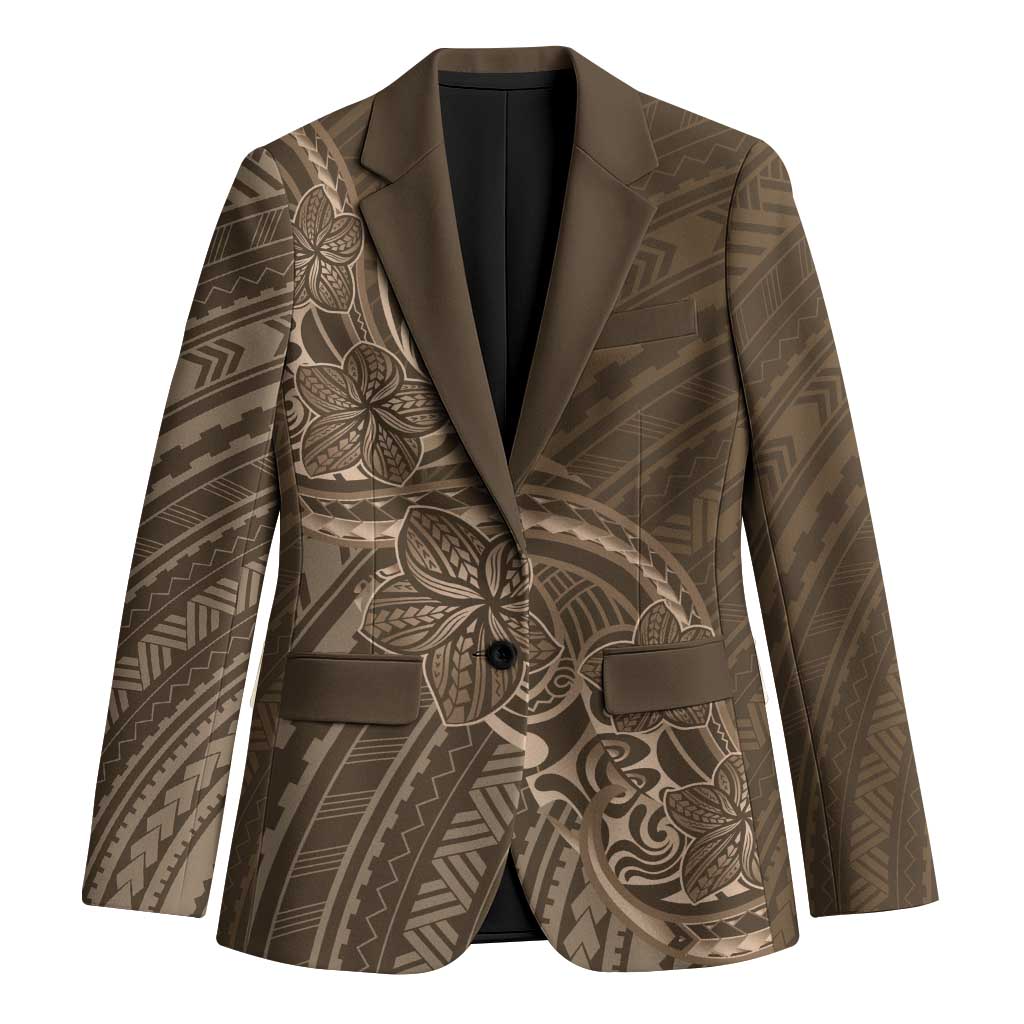 Brown Polynesia Plumeria Tattoo Blazer LT14 Unisex Brown - Polynesian Pride
