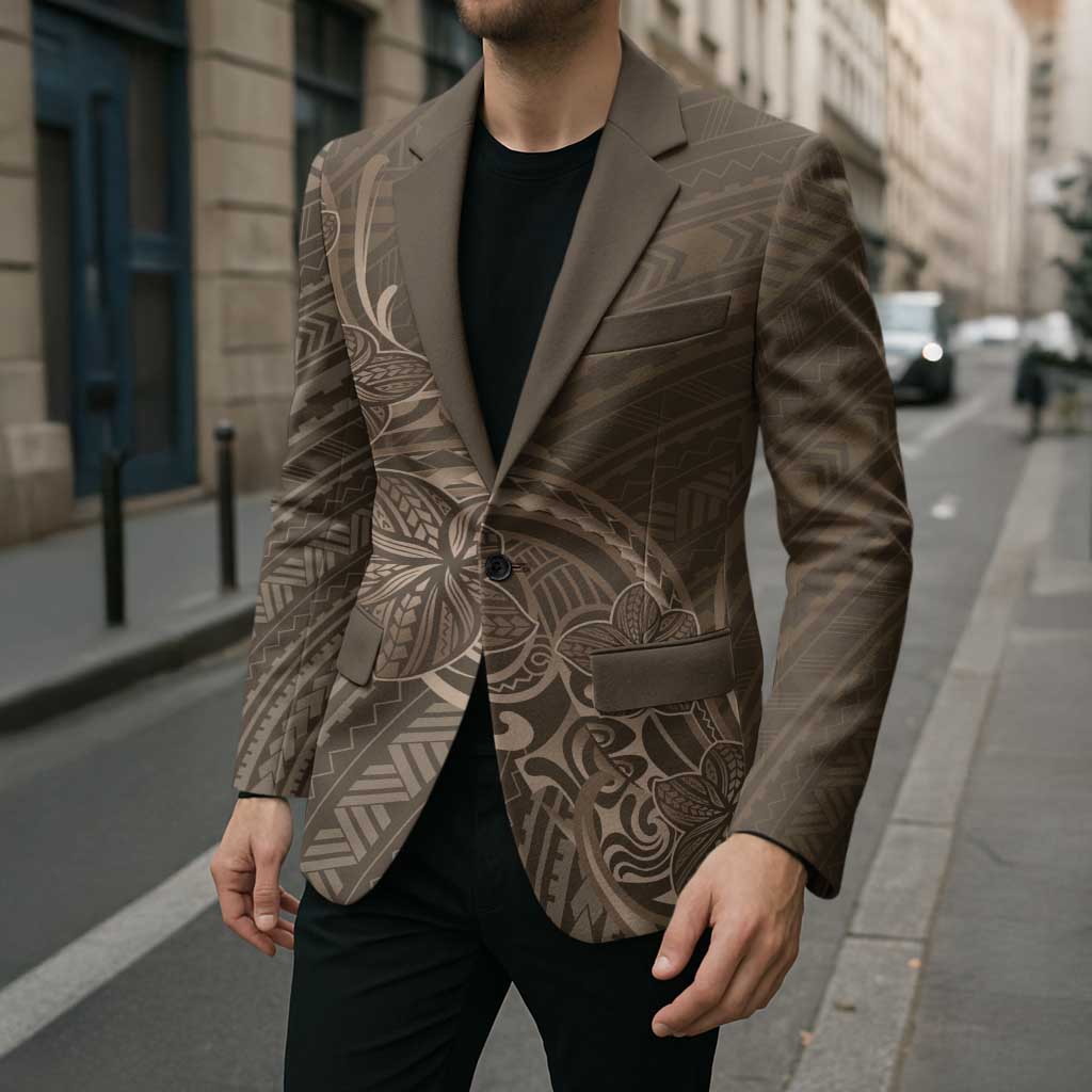 Brown Polynesia Plumeria Tattoo Blazer LT14 - Polynesian Pride