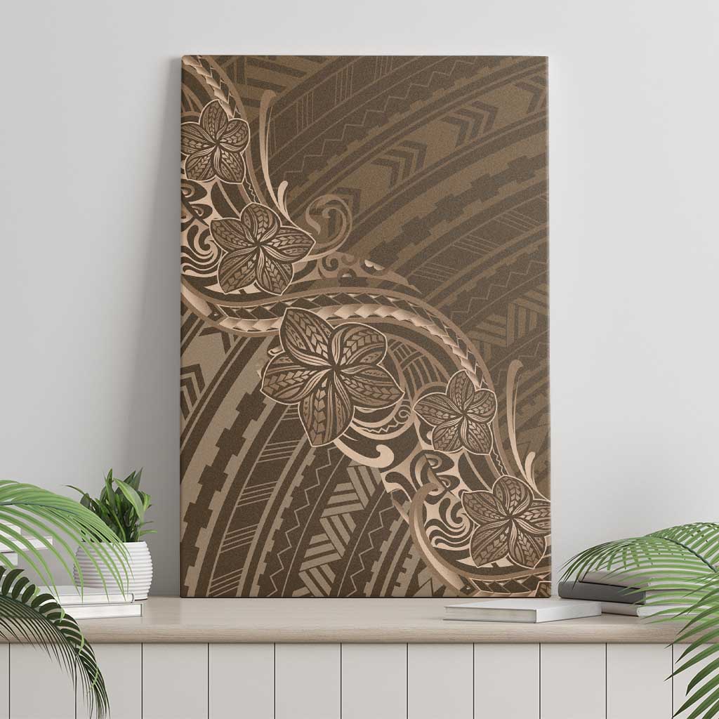 Brown Polynesia Plumeria Tattoo Canvas Wall Art LT14 - Polynesian Pride