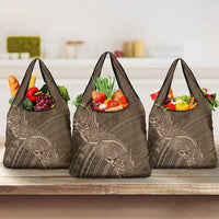 Brown Polynesia Plumeria Tattoo Grocery Bag LT14 3-pack One Size Brown - Polynesian Pride