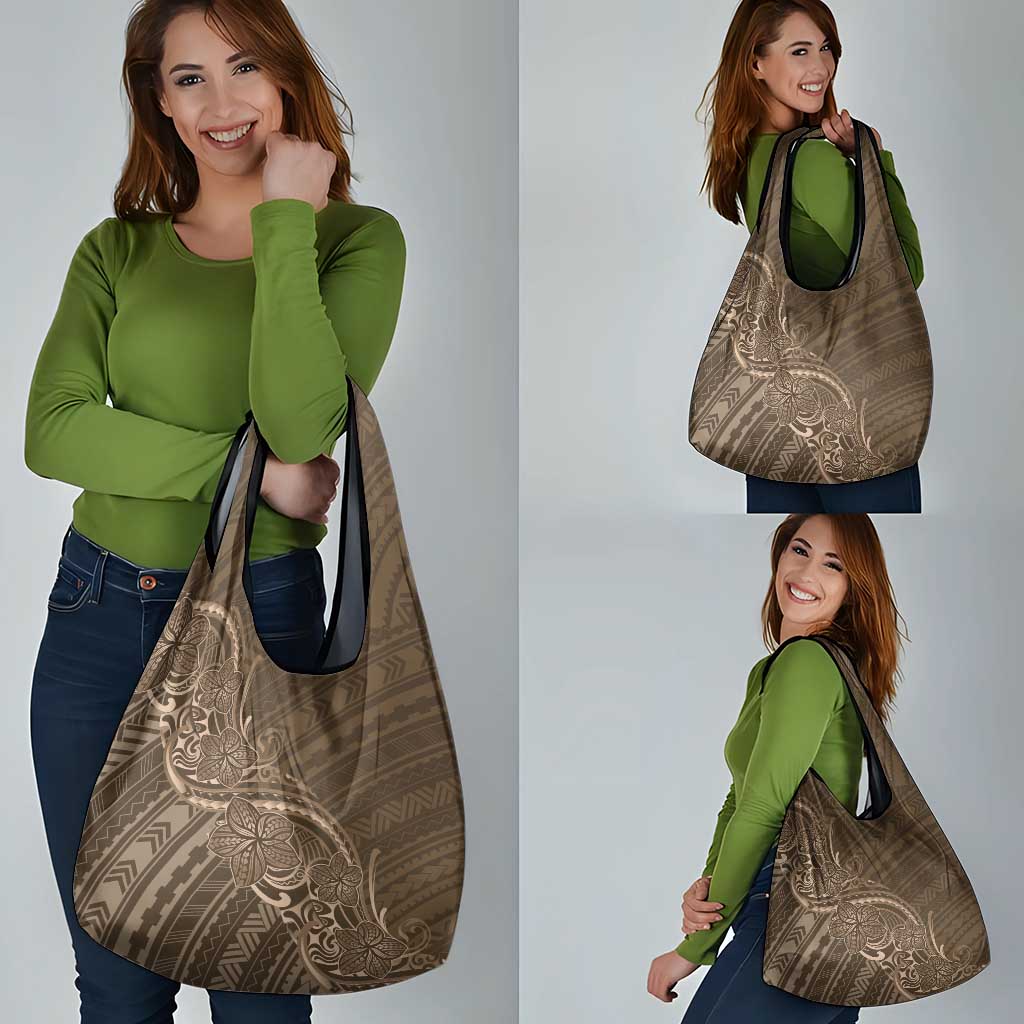 Brown Polynesia Plumeria Tattoo Grocery Bag LT14 - Polynesian Pride