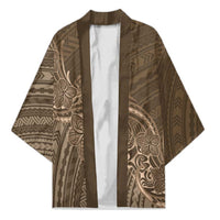 Brown Polynesia Plumeria Tattoo Kimono LT14 Unisex Brown - Polynesian Pride