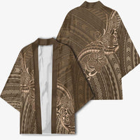 Brown Polynesia Plumeria Tattoo Kimono LT14 - Polynesian Pride