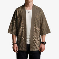 Brown Polynesia Plumeria Tattoo Kimono LT14 - Polynesian Pride