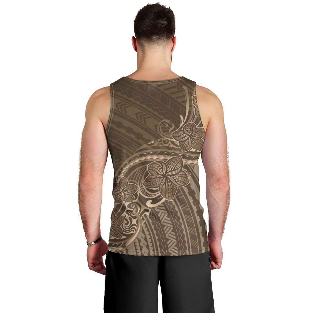 Brown Polynesia Plumeria Tattoo Men Tank Top LT14 - Polynesian Pride