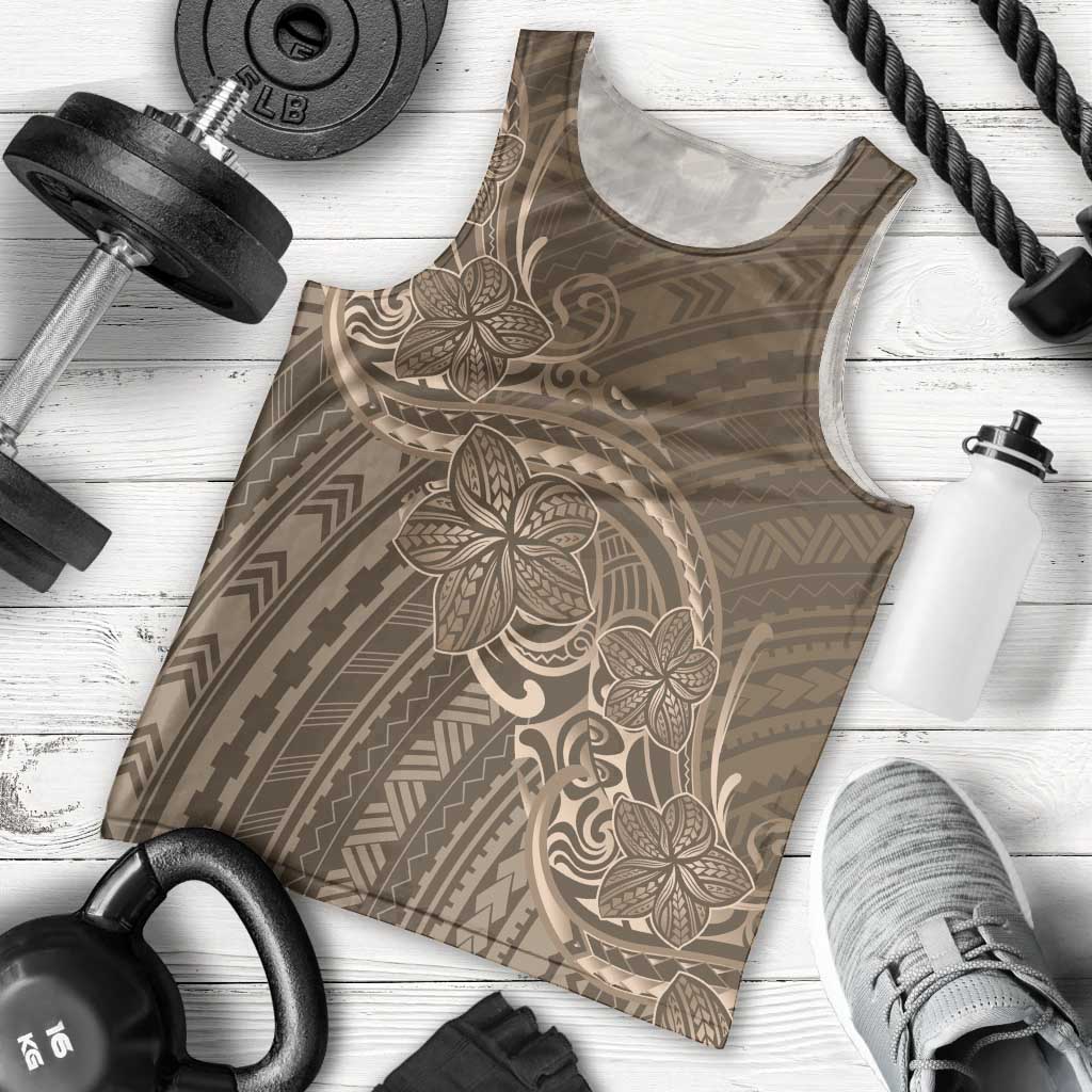 Brown Polynesia Plumeria Tattoo Men Tank Top LT14 - Polynesian Pride
