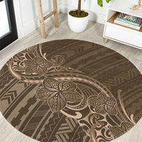 Brown Polynesia Plumeria Tattoo Round Carpet LT14 Brown - Polynesian Pride