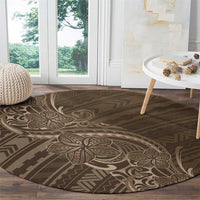 Brown Polynesia Plumeria Tattoo Round Carpet LT14 - Polynesian Pride
