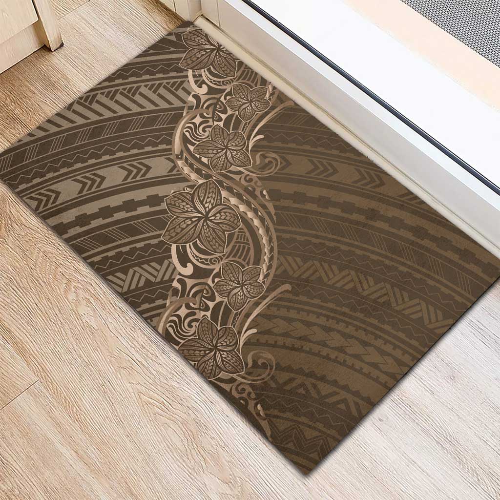 Brown Polynesia Plumeria Tattoo Rubber Doormat LT14 - Polynesian Pride