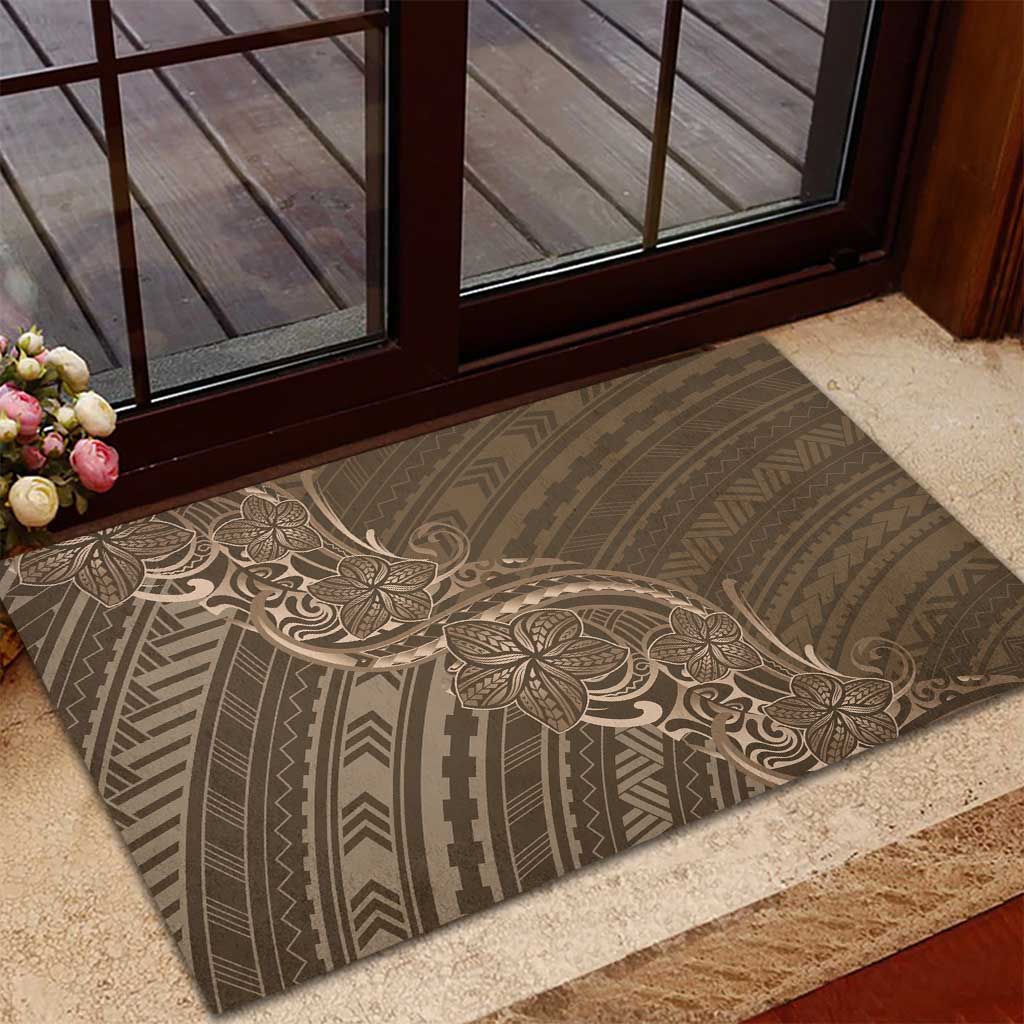 Brown Polynesia Plumeria Tattoo Rubber Doormat LT14 - Polynesian Pride