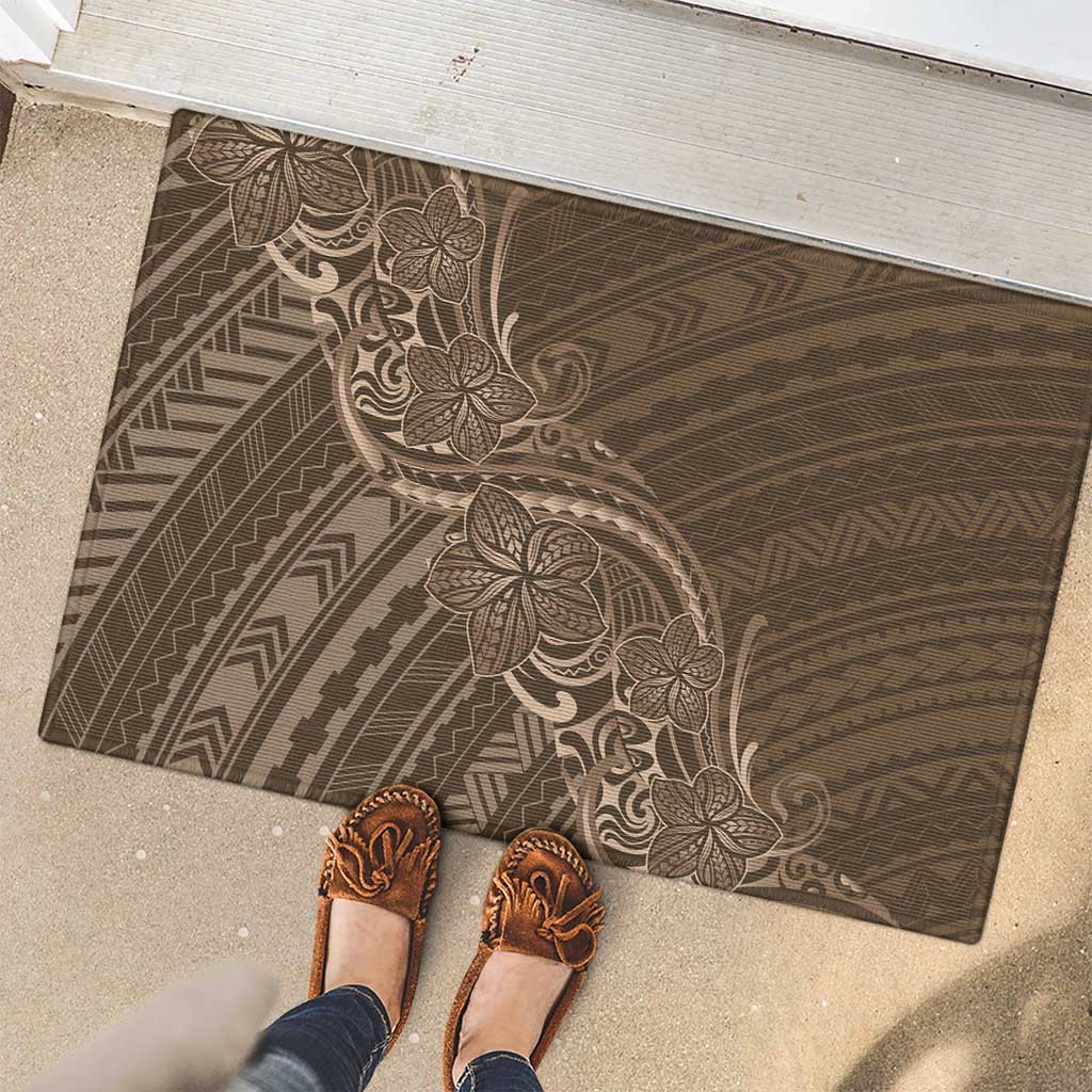 Brown Polynesia Plumeria Tattoo Rubber Doormat LT14 - Polynesian Pride