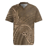 Brown Polynesia Plumeria Tattoo Rugby Jersey LT14 Brown - Polynesian Pride