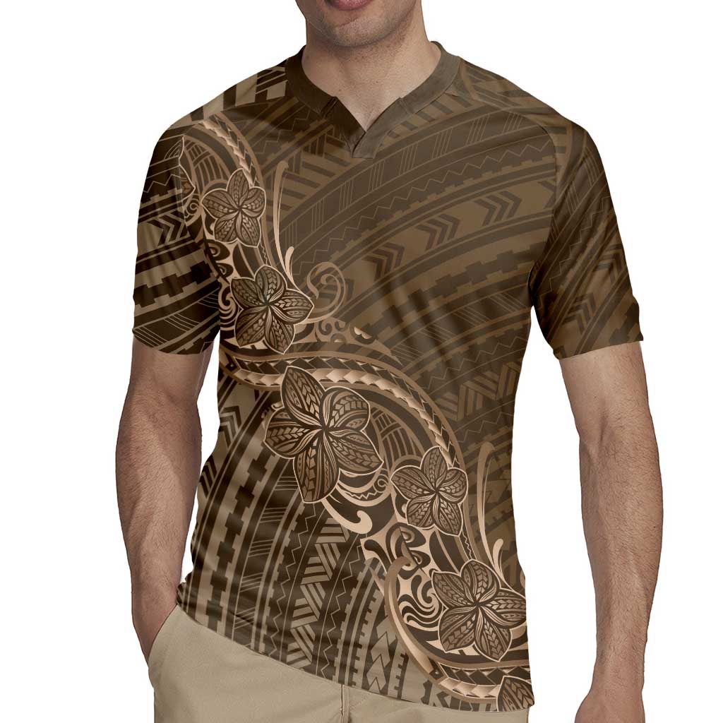 Brown Polynesia Plumeria Tattoo Rugby Jersey LT14 - Polynesian Pride