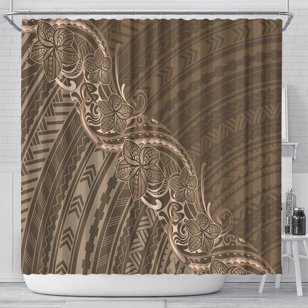 Brown Polynesia Plumeria Tattoo Shower Curtain LT14 - Polynesian Pride