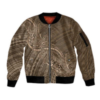 Brown Polynesia Plumeria Tattoo Sleeve Zip Bomber Jacket LT14 Unisex Brown - Polynesian Pride