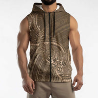 Brown Polynesia Plumeria Tattoo Sleeveless Zip Hoodie LT14 - Polynesian Pride